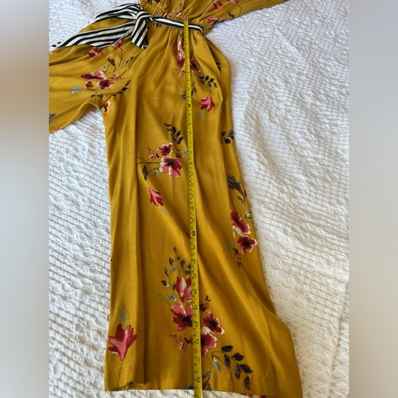 Anthropologie brand gorgeous mustard color and floral jumpsuit- - XS - can fit S - Picture 6 of 12